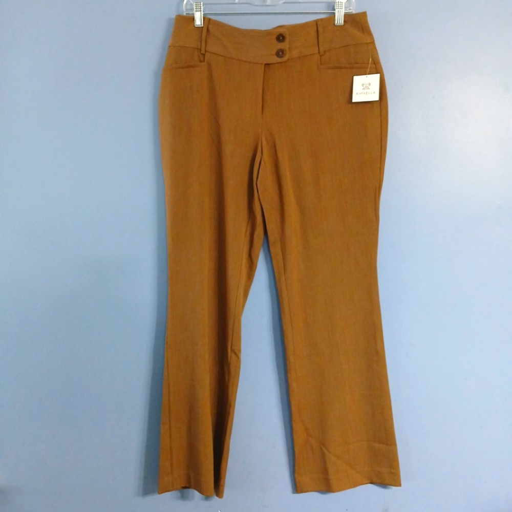 Rafaella Women Brown Stretch Tapered Boot Curvy Fit Bootcut Leg Slacks Pants 8